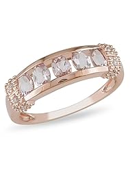 10k Rose Gold Morganite and Diamond Eternity Ring (0.0792 Cttw, G-H Color, I2-I3 Clarity)