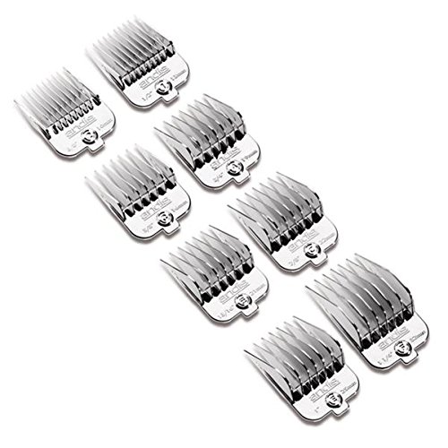 Andis Chrome Plated Plastic Universal Snap-On Pet Clipper Comb Set, 8 Piece Chrome