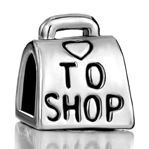 Pugster Love To Shop Bag Handbag Heart Bead Charm Fit Pandora Charms Bracelet