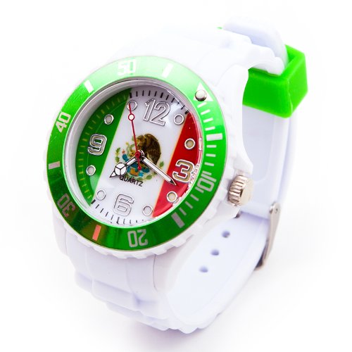 Fanartikel Silikon Armbanduhr Watch Fan Uhr m WM & EM Länder Flaggen Style (Mexico)