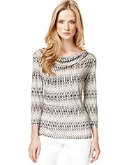 Autograph Geometric Striped Drape Top