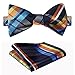 SetSense Men's Check Jacquard Wedding Party Self Bow Tie Pocket Square Set