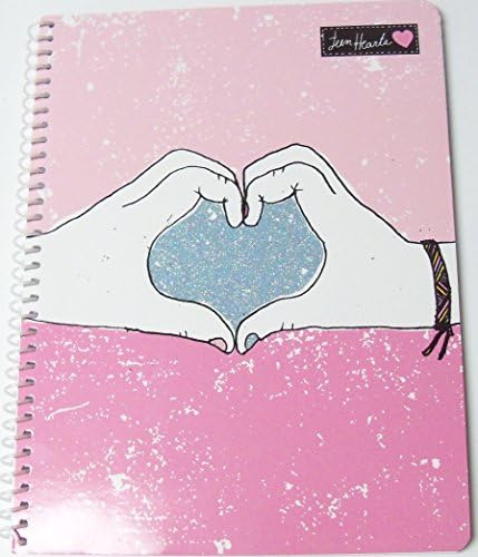 Teen Hearts Glitter Wide Rule Spiral Notebook ~ Hands of Love (8" x 10.5"; 80 Sheets, 160 Pages)