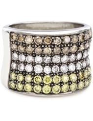 Sethi Couture "Ombre" Champagne, Pink and Green Diamond Wide Band , Size 6.5