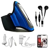 Blue Moisture Resistant Protective Neoprene Exercise Workout Armband with A ....