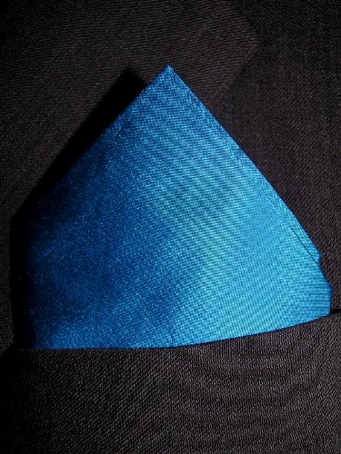 Fine Teal Silk Pocket Square, 100% Silk - by Royal Silk