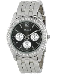 XOXO Womens XO5208 Black Dial Silver-tone Bracelet Watch