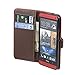 Fulland Wallet Card Holder PU Leather Pouch Flip Leaf Style Case Cover with Stand for HTC One M7 Plus Stylus Pen and Screen Protector-Red