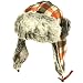 Men's Winter Faux Fur Plaid Check Thick Trooper Trapper Ski Aviator Hat Orange