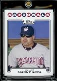 2008 Topps Baseball Cards # 242 Manny Acta - Washington Nationals - MLB Baseball Trading Card in a Protective Screw Down Display Case