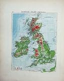 JOHNSTON WORLD MAPS 1895 IRELAND BRITISH ISLES PHYSICAL