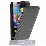 Yousave Accessories Nuovo Qualit� Nero Fibra Del Carbonio Cuoio Custodia Per Samsung Galaxy S2 i9100 Sii Con Libero Schermo Pellicola Protezionedi Yousave Accessories
