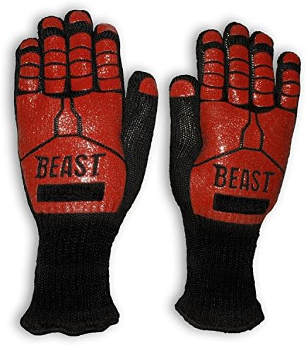 Heat Resistant Cooking Gloves- Resistant Up To 662°F- Durable Certified Gloves For The Kitchen, BBQ, Grilling, Baking, Cooking- Extra long 13"- One-Size Pair- Comfortable-Machine Washable- Insulated