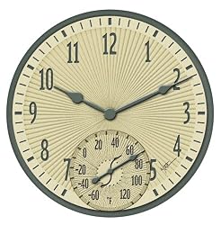 Springfield 91520 12 Poly Resin Radial Symmetry Clock with Thermometer