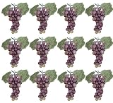 12 Clusters (With 612 Grapes) 7" Artificial Grapes with Leaves Rose Green