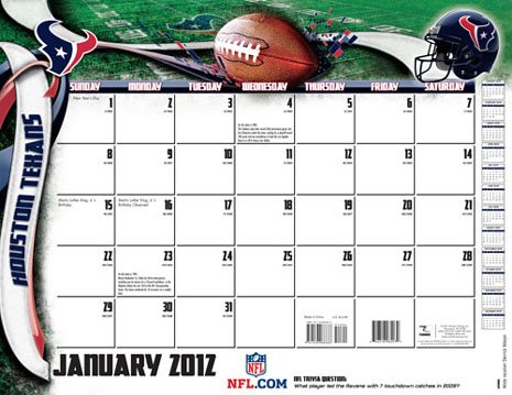 Houston Texans 2012 Desk Calendar