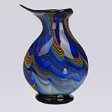 51F45%2BfmXCL. SL160  Hand Blown Abstract Blue Art Glass Vase with Heart Opening 13 tall