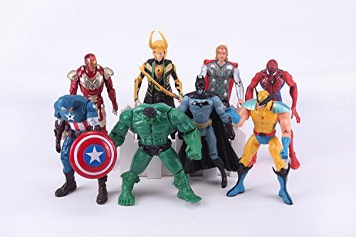 8x Superheroes Iron Man Loki Thor Spiderman Batman Wolverine Hulk Captain America PVC Action Figure Animal Model Toy