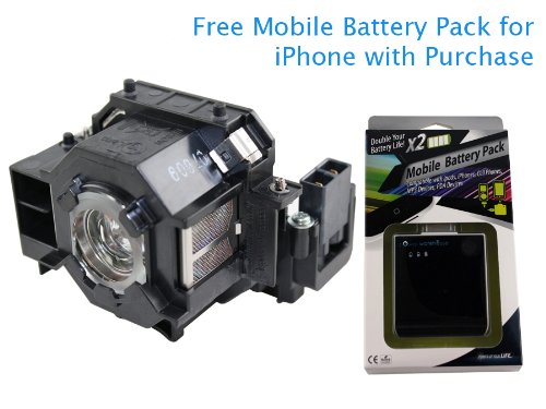 Projector Lamp for Epson Powerlite 83C 170-Watt 2000-Hrs UHE with extricate Mobile Battery Pack