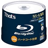 太陽誘電製 アマゾン限定販売 That's BD-Rビデオ用 6倍速180分25GB ハードコート仕様 ワイドプリンタブル  スピンドルケース50枚入 BR-V25WWY50BG-AZ