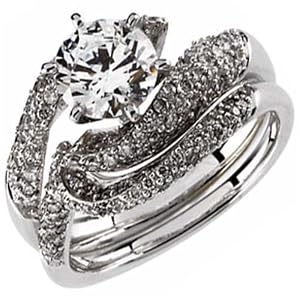 14K White Gold Stylish Snake Diamond Engagement Ring (Center stone is not included)