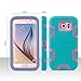 ULAK Galaxy S6 Case, S6 Case - Shock Absorption Hybrid Rubber Combo Case Cover 3in1 Rigid Plastic+Soft Silicone for Samsung Galaxy S6 (Rose Pink/Blue)