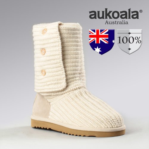 Aukoala Australia Sheepskin Warm Prague Winter Boots For Womens_White_Us Size 6 On Sale