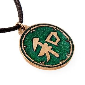 Large Heiwa Green Enamel Pendant Necklace on Adjustable Natural Fiber Cord