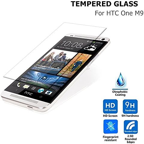 HTC One M9 Screen Protector, Crystal Armor 0.33mm Tempered Glass Crystal Clear | Slim | Anti Finger Print | Scratch Proof and Light weight Screen Protector For HTC One M9