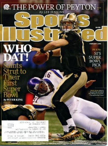 Sports Illustrated February 1 2010 Drew Brees/New Orleans Saints on Cover, The Power of Peyton Manning/Indianapolis Colts, Ross Ohlendorf/Pittsburgh Pirates, Jeremy Lin/Harvard, Shaun White/Olympic Snowboarding, Super Bowl