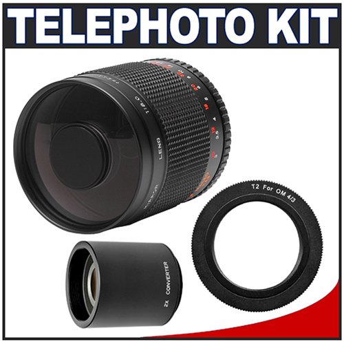 Phoenix 500mm MultiCoated Mirror Lens with 2x Teleconverter (=1000mm) for Panasonic Olympus Evolt E-30 - E-410 - E-420 - E-450 - E-510 - E-520 - E-600 - E-620 - E-1 - E-3 Digital SLR Cameras