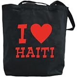 Canvas Tote Bag Black  I Love Haiti  Country