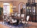 9pc Formal Dining Table & Chairs Set Brown Cherry Finish