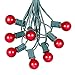 25 Foot G30 Outdoor Patio String Lights with 25 Red Globe Bulbs – Indoor Outdoor String Lights – Market Bistro Café Hanging String Lights – C7/E12 Base - Green Wire