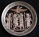 448 Persian Metal Plate Hand-Etched Zoroastrian Art with Symbols of Persepolis