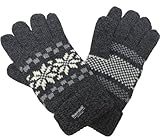 雪柄（スノー） 紳士ニット手袋　ダークグレー