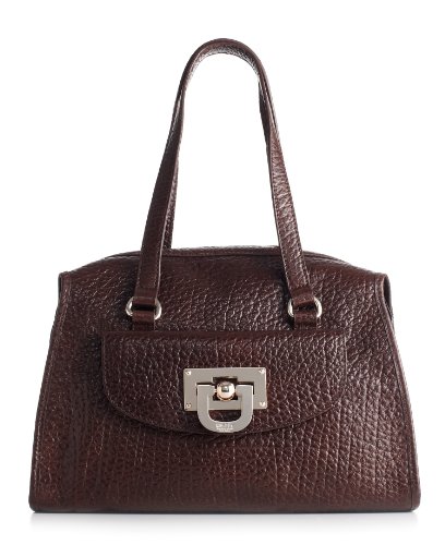 DKNY Handbag - satchel, french grain leather, gold, brown