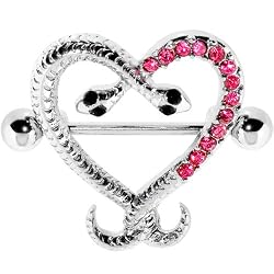 Pink Gem Heart Snake Embrace Nipple Shield