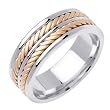 18K Handmade Two Tone White Gold and Yellow Gold Double Rope Design Wedding Band Width 7.5mm
