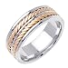 18K Handmade Two Tone White Gold and Yellow Gold Double Rope Design Wedding Band Width 7.5mm