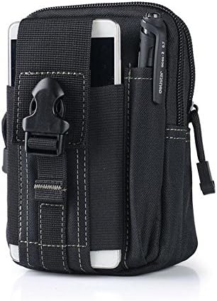JunSheng 600D Nylon Outdoor Multi-Purpose Compact Molle Waist Pack Bags (12cm*17.5cm*6cm) for Camping Sport Hiking EDC Iphone 6 6s 5s 6 Plus Samsung Galaxy S6 Black