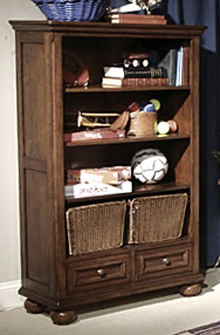 Garrett Twin Or Full Boys Wood Bedroom Furniture Set: Garrett Bookcase w/ Two Storage Baskets