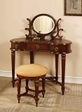 Powell Antique Mahogany Vanity Mirror and Bench