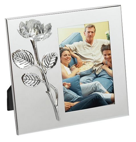 Godinger Silver Plated 4X6 Frame with Crystal Rose