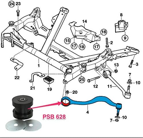 ADUS 628 X 2 -BMW E39 Front Strut Rod Bush 6 Cyl (98-04)