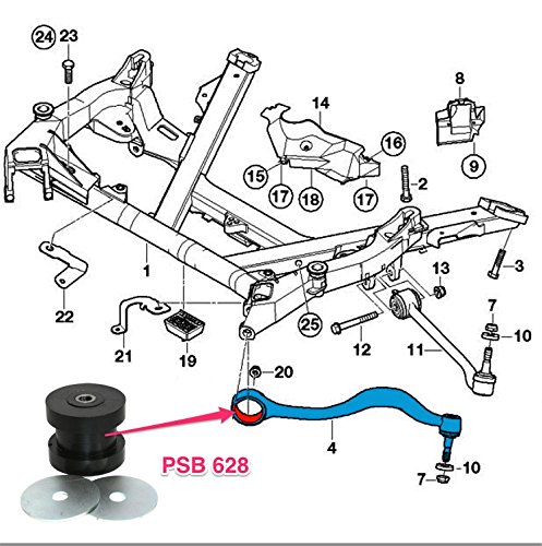ADUS 628 X 2 -BMW E39 Front Strut Rod Bush 6 Cyl (98-04)