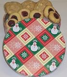 Scotts Cakes Cookie Combos - White Chocolate Macadamia Nut and Strawberry Butter 1lb. Snowman Tin