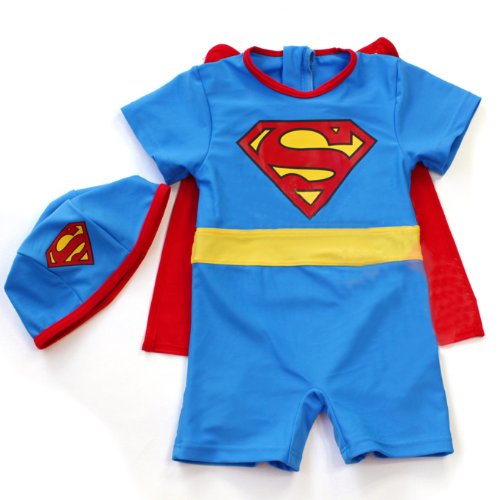  Toddler Boys' Swimsuit / Bath Suit, Superman Design, One-Piece Swimwear, Size 4