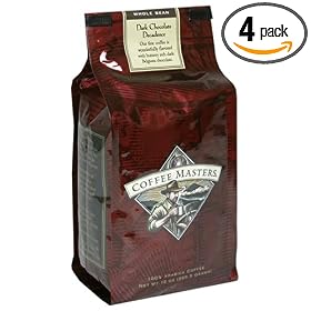 Coffee Masters Flavored Coffee, Dark Chocolate Decadence, Whole Bean, 12-Ounce Bags (Pack of 4)