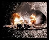 Uss Iowa Battleship Firing Guns Navy Black Wood-Mounted Art Poster
Print - 16